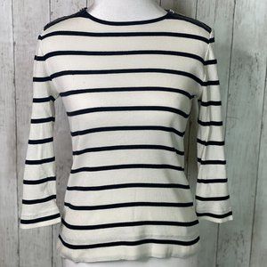 LAUREN- Ralph Lauren black and white striped top; Size XS